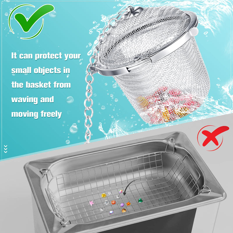 Ultrasonic Cleaner Baskets Ultrasonic Cleaning Solution Ultrasonic Parts Cleaner Jewelry Steam Cleaner Basket Cleaning Small Holder with Lock and Hook Stainless Steel (6 Pieces,1.9 Inch) 6 1.9 Inch