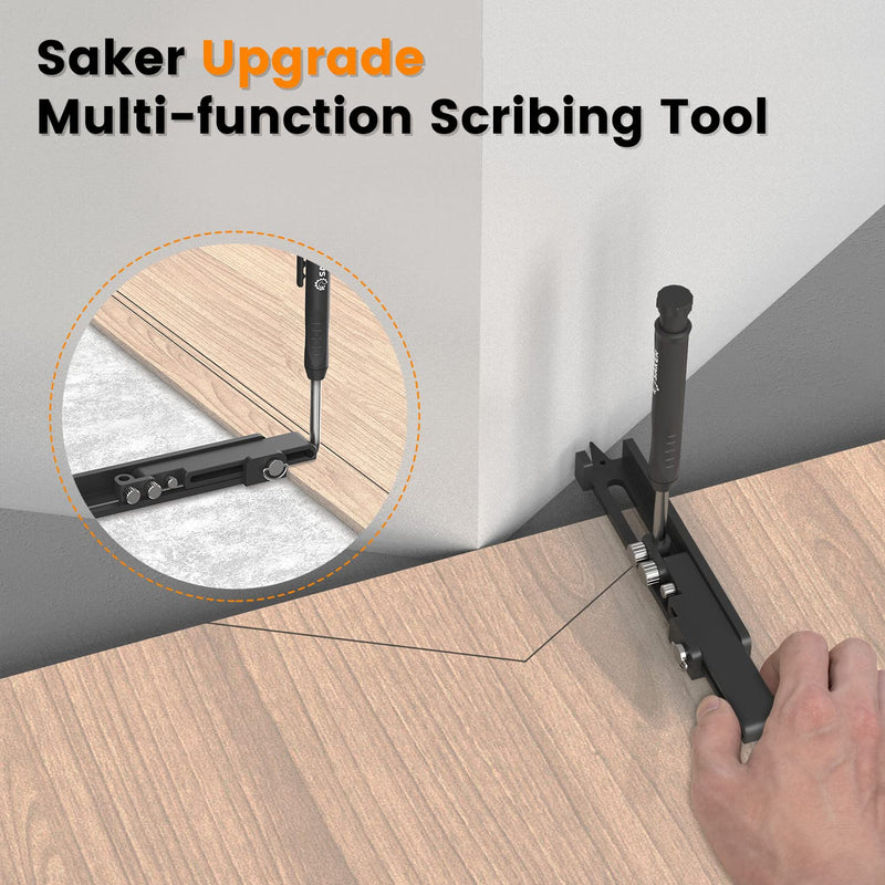 Saker Multi-function Scribing Tool- Construction Pencil- Aluminum Alloy Scribe Tool with Deep Hole Pencil,DIY Woodworking Scribe Gauge Scriber Line Maker Measuring Tool (5 Inch)