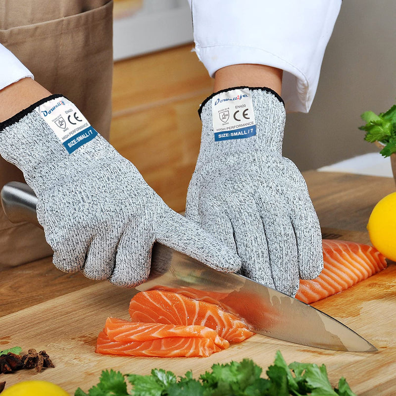 Dowellife Cut Resistant Gloves Food Grade Level 5 Protection, Safety Kitchen Cuts Gloves for Oyster Shucking, Fish Fillet Processing, Mandolin Slicing, Meat Cutting and Wood Carving, 1 Pair (Large) Large (Pack of 1)