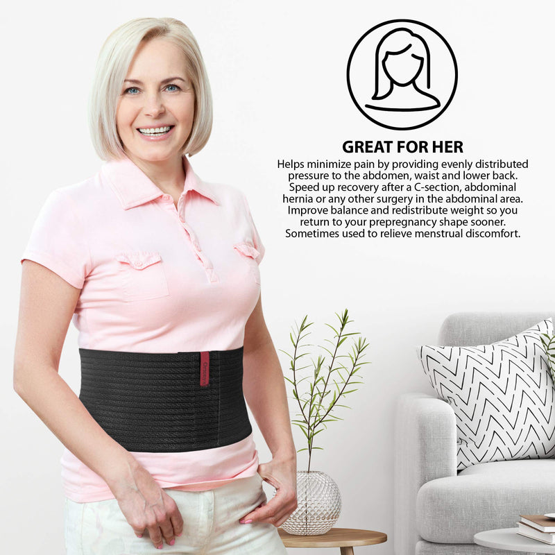 ORTONYX 6.25" Abdominal Binder for Men and Women / Postpartum Post-operative Post-surgery Wrap / Abdomen Navel Umbilical Hernia Support Belt / 524006 Black L/XXL Large/2X-Large (Pack of 1)