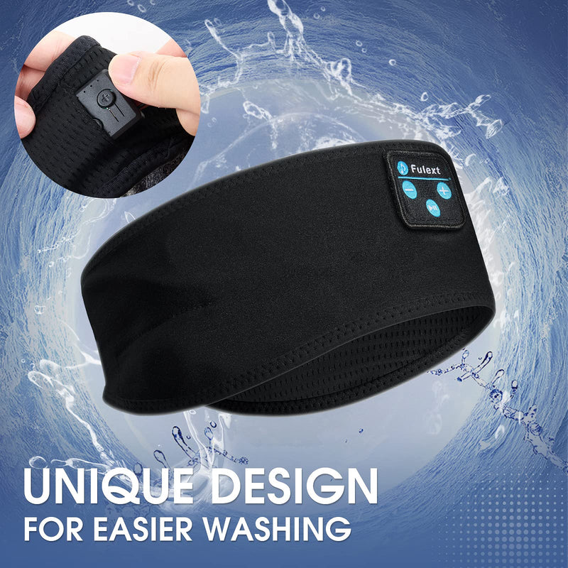 Wireless Headphones Headband for Sleeping, Fulext Bluetooth Sleep Headphones for Side Sleepers, Soft and Lightweight Eye Mask for Sleep, Ideal for Housework,Travel,Yoga,Workout,Running,Sports,Gift Black & Black
