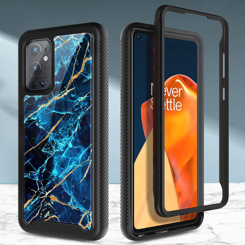 NZND Compatible with OnePlus 9 Pro Case 5G (2021) with Screen Protector (Maximum Coverage, Flexible TPU Film), Full-Body Protective Shockproof Rugged Bumper Cover Durable Case (Sapphire)