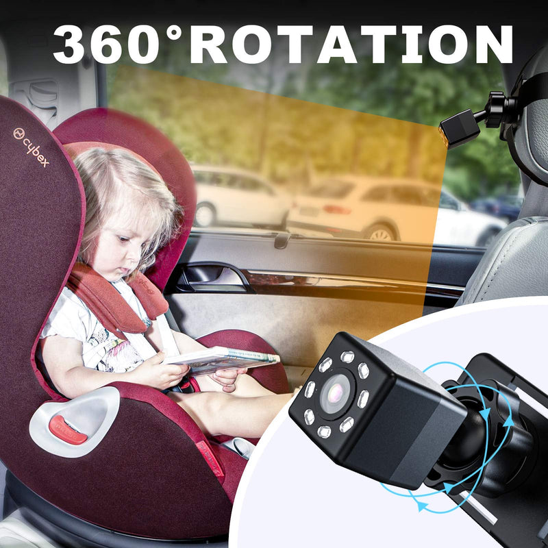 Itomoro Baby Car Mirror, Back Seat Baby Car Camera with HD Night Vision Function Car Mirror Display, Reusable Sucker Bracket, Wide View, 12V Cigarette Lighter, Easily Observe the Babyâ€™s Move