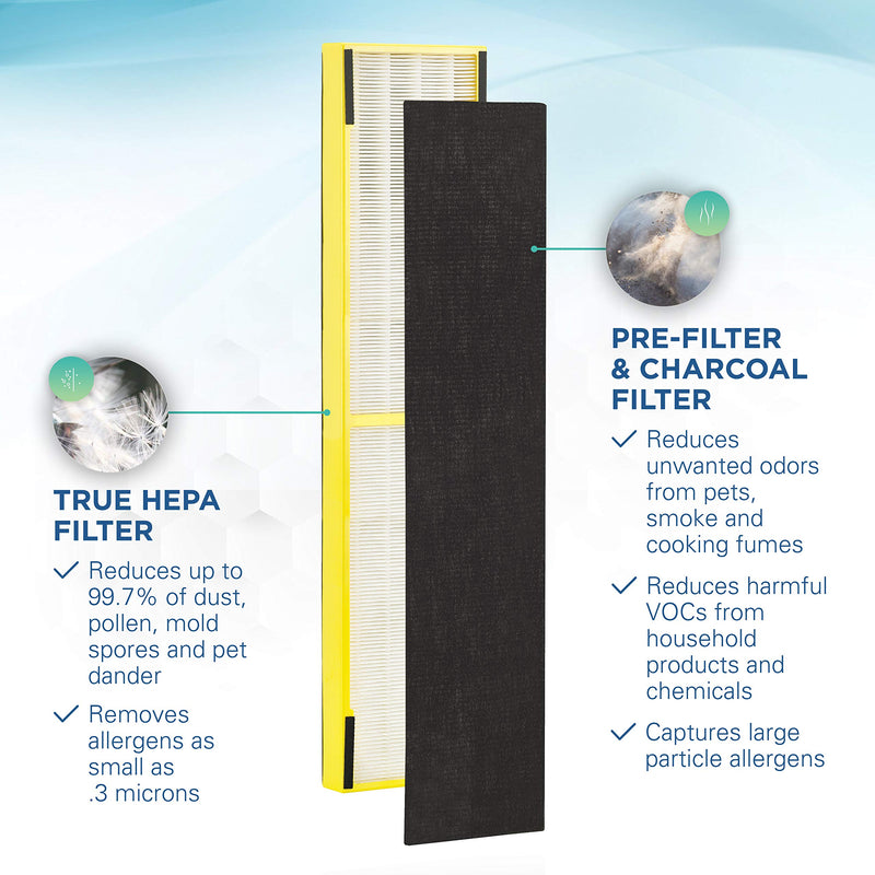 GermGuardian Air Purifier Filter FLT5000 Genuine HEPA Replacement Filter C for AC5000, AC5000E, AC5250PT, AC5350B, AC5350BCA, AC5350W, AC5300B Germ Guardian Air Purifiers , Gray 1 Pack
