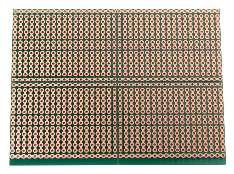 SB5x2 Snappable PCB BreadBoard with 5-Hole Strips 2-Pack, Scored PCB, Snaps Into 4 Small Boards, 2-Layer, Plated Holes, Power Rails, 2.8 x 3.8in (73.7 x 96.5mm)