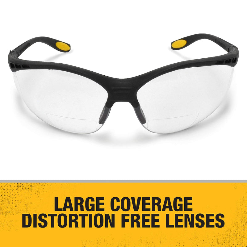 Dewalt DPG59-130C Reinforcer Rx-Bifocal 3.0 Clear Lens High Performance Protective Safety Glasses with Rubber Temples and Protective Eyeglass Sleeve