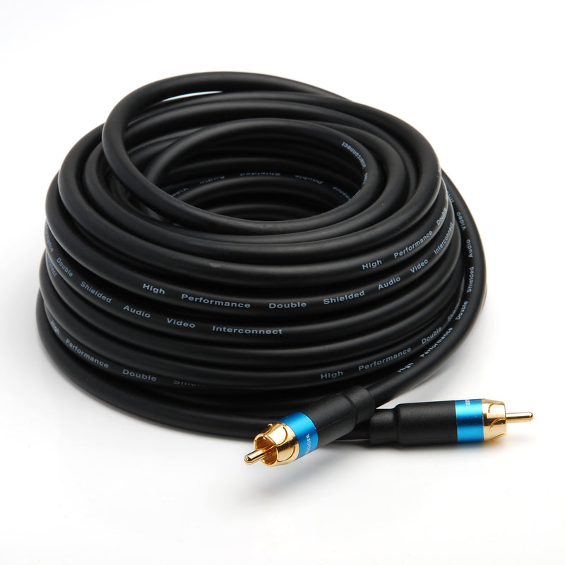 BlueRigger Subwoofer Cable (35FT, RCA to RCA Audio Cable, Dual Shielded with Gold Plated Connectors) 35FT Black