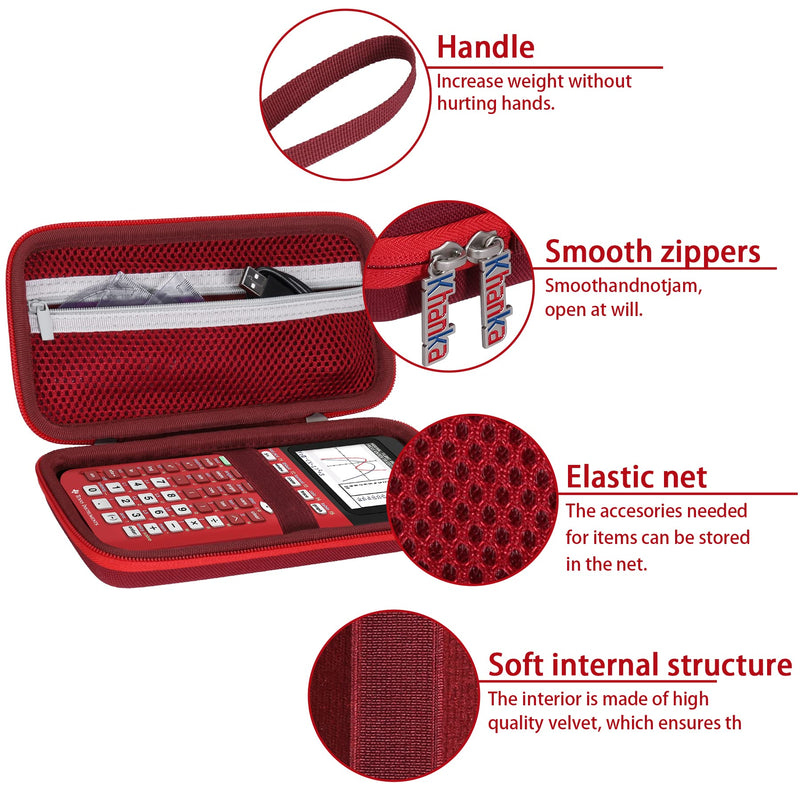 Khanka Hard Travel Case Replacement for Texas Instruments TI-83 Plus/TI-84 Plus/TI-84 Plus CE Color Graphing Calculator, Case Only (Radical Red)