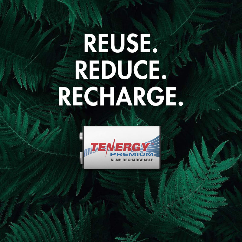 Tenergy Premium 9V Batteries Rechargeable High Drain 250mAh NiMH 9V Square Battery for Smoke Alarm/Detector, 4 Pack 4 pcs