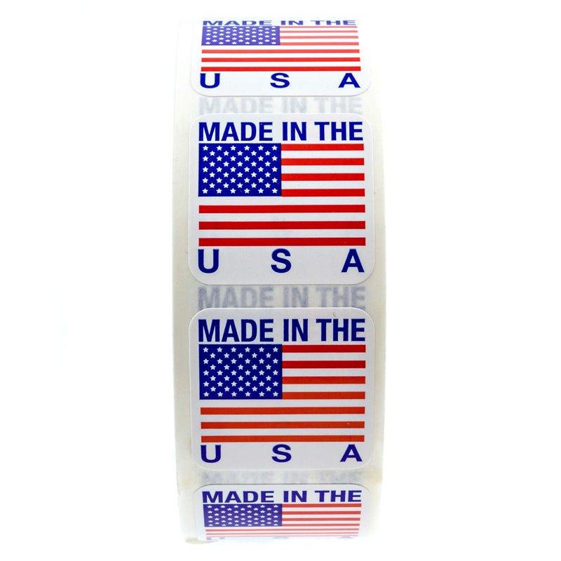 1" x 1" Made in The USA Stickers / USA Made Labels / 1000 American Manufacturer Labels Per Roll