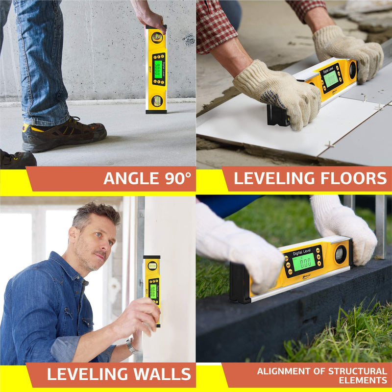Digital Magnetic Level Tool - 10 Inch Torpedo Level and Protractor - Master Precision - IP54 Dustproof and Waterproof - Includes: 2 AAA Batteries and Carrying Case