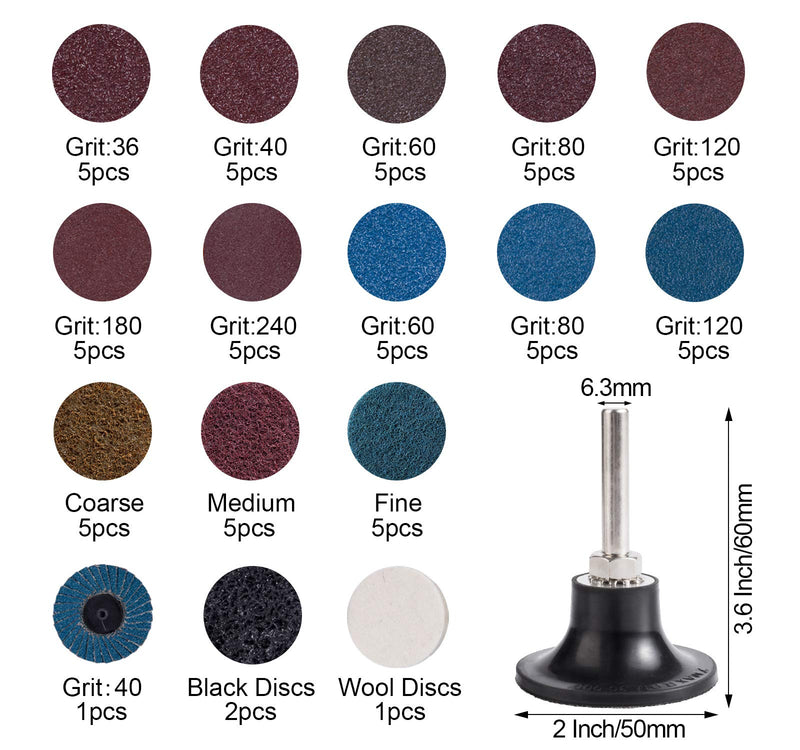 S SATC 70PCS Sanding Discs Set 2 Inch Roll Lock Quick Change Discs with 1/4 Holder for Die Grinder Roll Lock Air Grinder Attachments Surface Conditioning Discs 70PCS Quick Change Discs 2 Inch