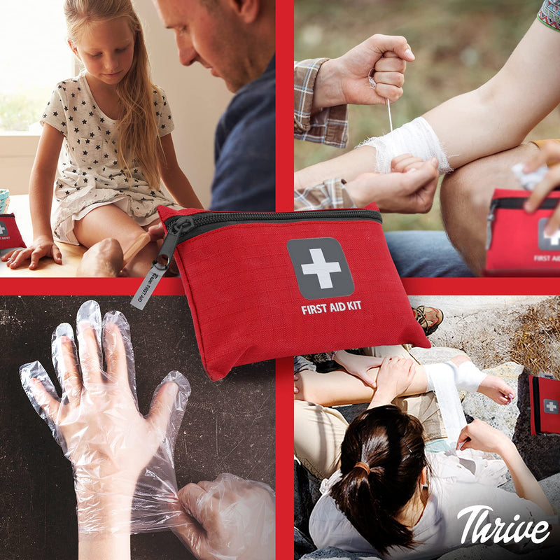 Thrive Mini First Aid Kit Travel Size (66 Piece) - First Aid Bag with Hospital Grade Medical Supplies 66 Piece