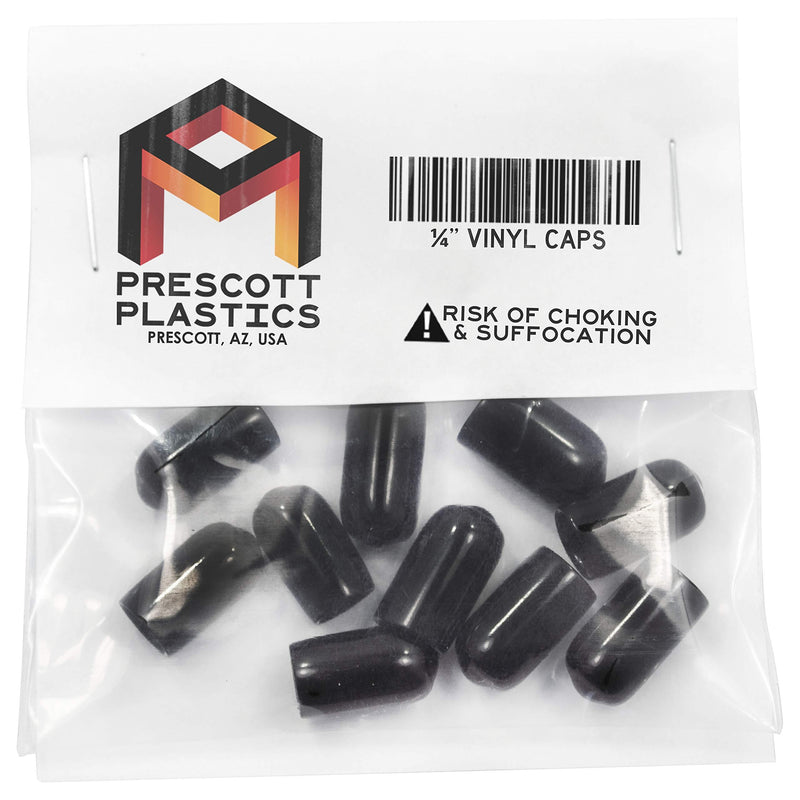 Prescott Plastics 0.25" Inch Round Vinyl Plug Insert (50 Pack), Black End Cap for Metal Tubing, Fence, Glide Insert for Pipe Post, Chairs and Furnitures 50