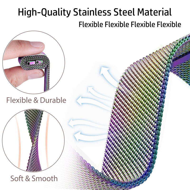 3 Packs Soft Metal Milanese Samsung Watch 4/5 Band, Mesh Loop 20mm Super Breathable & Comfortable band, Compatible with Samsung Galaxy Watch 5/Watch 5 Pro/Galaxy Watch 4/Active 2/ Watch 3 41mm Black / Colorful / Silver