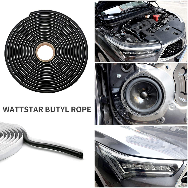 wattstar 15ft Butyl Tape, 3/8 Inches Thickness Headlight Sealant, Black Sealant Tape for Car/RV Headlamps, Taillights, Windshields, Windows and Doors,1PC 1 pc