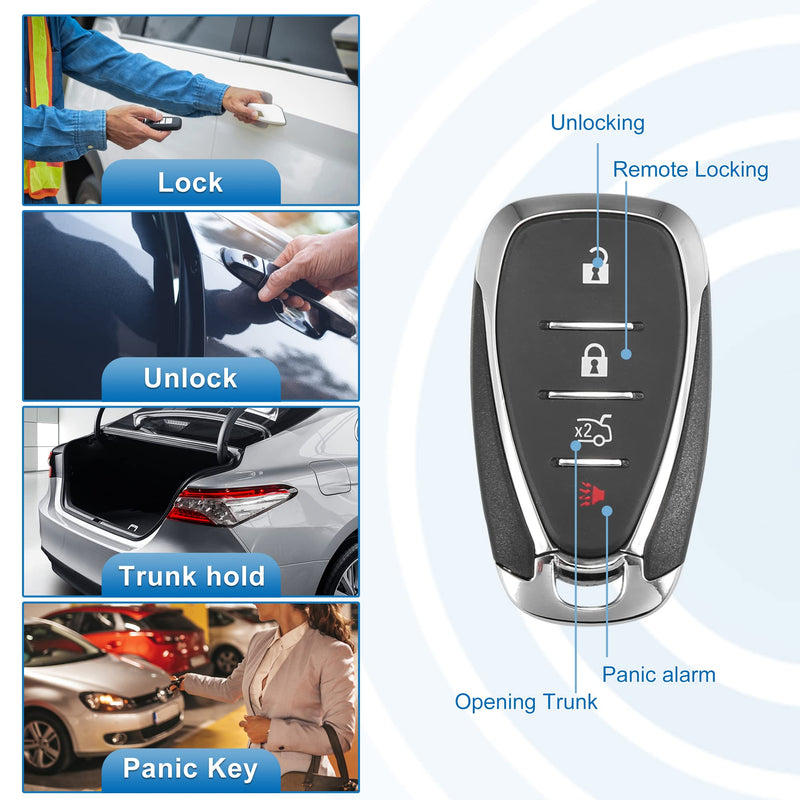 X AUTOHAUX 4 Button Car Keyless Entry Remote Control Replacement Key Fob Proximity Smart Fob HYQ4EA for Chevy Malibu 2016-2018 433MHz 46 Chip