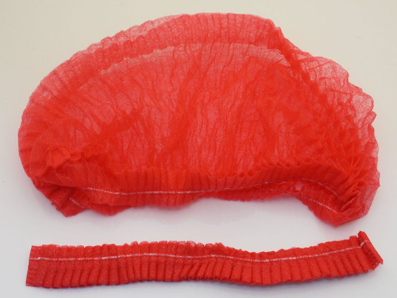 Yes!Fresh 100 Pieces Disposable Non-Woven Clip Caps Mop Caps Hairnets Head Cover, 21", with 6 Colors for You to Choose (Red) Red