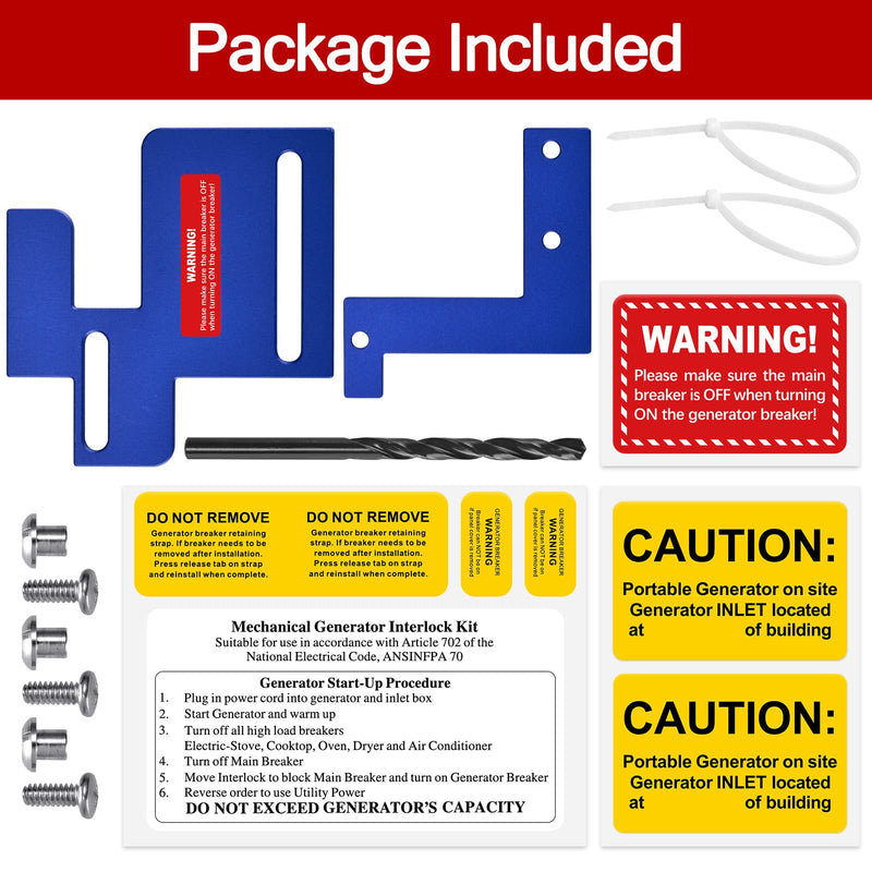 ACANORA Generator Interlock Kit Blue for Cutler Hammer CH and BR Series with Plug in Neutral Main 150 and 200 amp Panels, 1 1/4 - 1 7/16 Inch Spacing Between Main and Branch Breaker