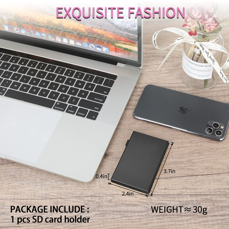 SD Card Holder, SD Card Case,LAVILI CF Memory Card Holder Case Aluminum Alloy Hard Shell, Double-Layer Capacity for 6SD Cards and 12 TF Cards Black Color