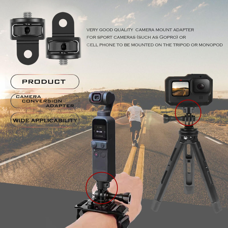 Tripod Mount Adapter,Aluminum Mount Adapter,2pcs ¼-20 Conversion Adapter for Tripod Adapter Mount,Suitable for GoPro Hero/ Insta360 X3/ Sjcam/Action Camera and Other Standard 1/4 inch Accessories