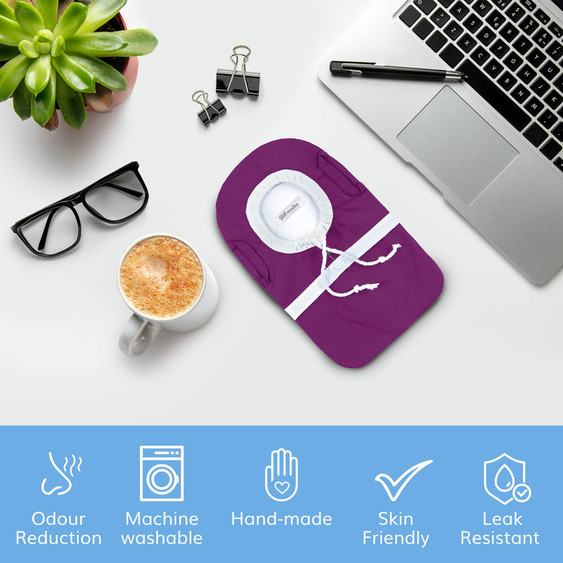 GBmates Ostomy Bag Covers -WaterResistant Ostomy Pouch Liner with Adjustable Opening, Belt Hoop, Buckle Closure - Colostomy Bag Cover in Violet - Washable Ostomy Pouch Covers - Durable Ostomy Supplies