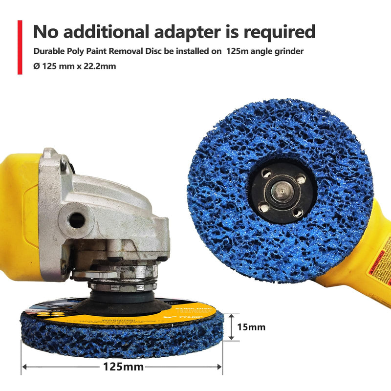 Pack of 5 CSD disc sanding disc 125 mm, OBA coarse cleaning disc nylon fabric disc paint removal rust for angle grinder 125 mm x 22.2 mm