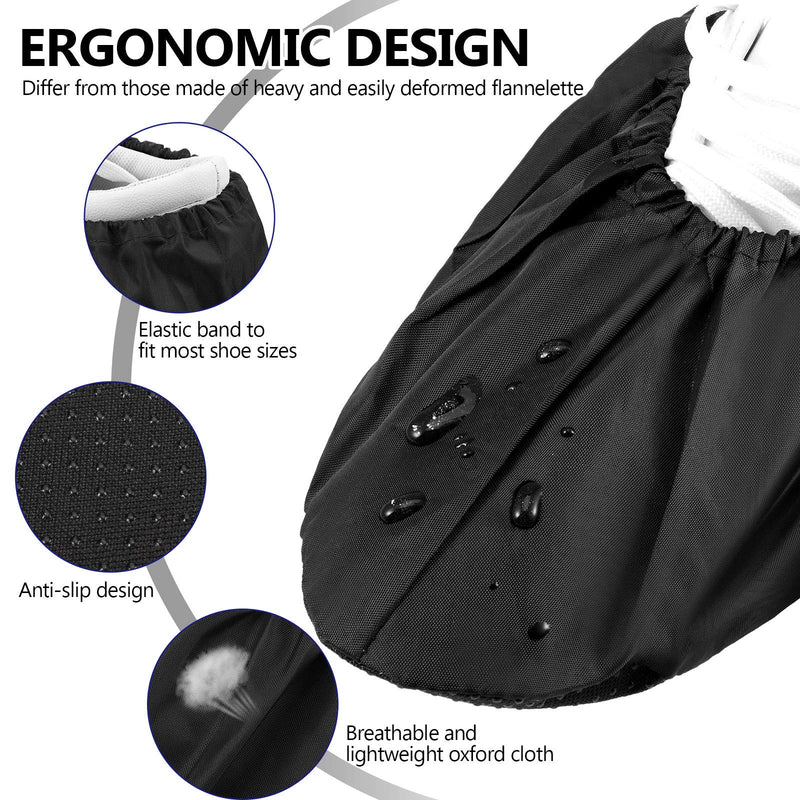 12 Pairs Reusable Shoe Covers Slip Resistant Waterproof Boot Covers Elasticity Convenience Dustproof Overshoes Machine Washable for Household Carpet Floor Protection, Black 12