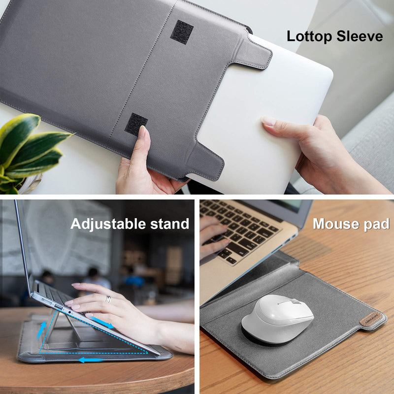 Nillkin 15.6 inch Laptop Sleeve Case Laptop Stand Adjustable, Computer Shock Resistant Bag with Mouse Pad for MacBook Pro 16"/15" 15.6" Dell Lenovo HP Asus Acer Samsung Sony Chromebook Computer, Gray