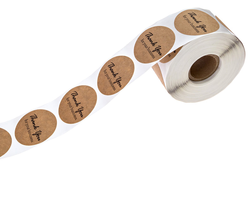 1.5" Round Kraft Thank You for Your Business Stickers/500 Labels Per Roll