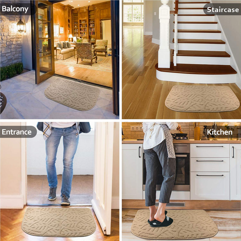 TOONOW Indoor Doormats Front Door Mat,30"x18", Low-Profile Machine Washable Kitchen Rug, Absorbent Mud Half Round Entrance Mat for Outdoors, Entryway, Patio, Bedroom, Beige 18" x 30"