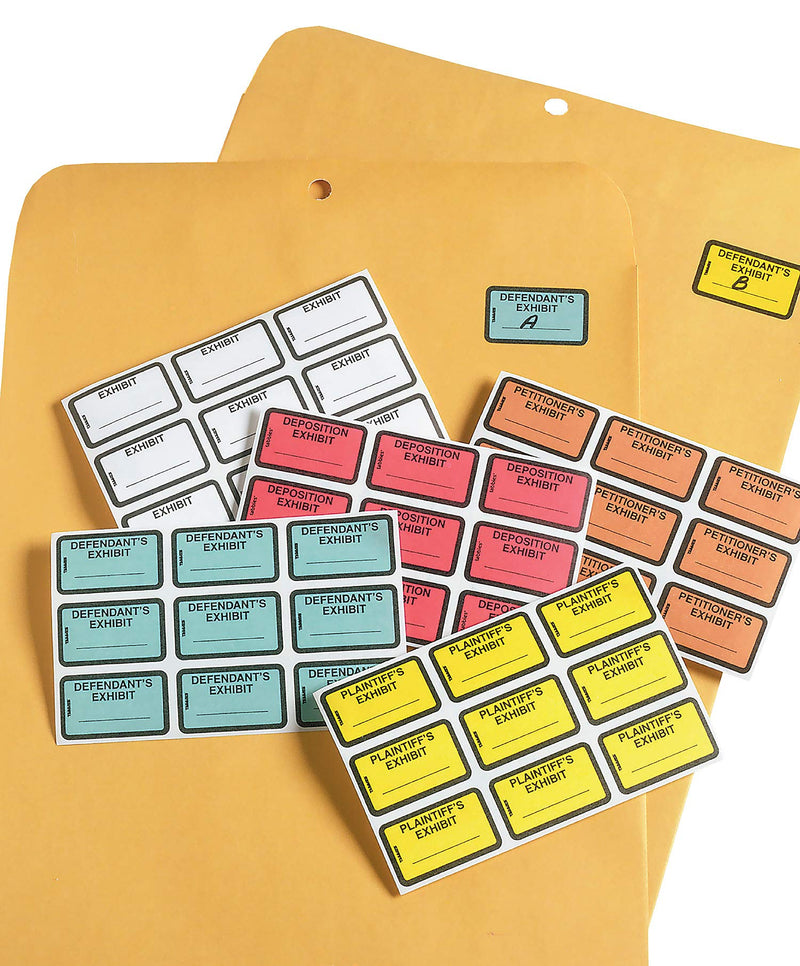 Tabbies Legal Exhibit Labels, Label: 1-5/8"W x 1"H, Sheet: 5-1/4"W x 3-1/4"H, Yellow,"Exhibit" 252 Labels/Pack (58090) Exhibit (Yellow)