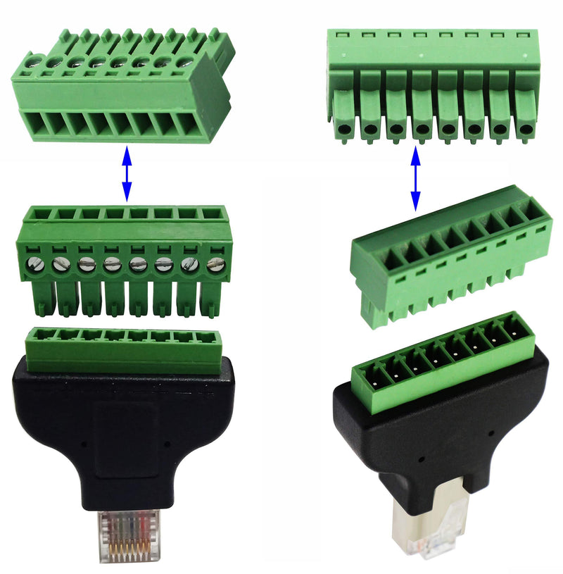 zdyCGTime RJ45 Male Plug to 8P 8C Female Bolt Screw Type terminals Ethernet Net Network Plug Cable for AV CCTV UTP DVR Cat5 Cat5e Cat6 Cat7 in-Line Coupler 300V 8A(2 Pack/M) Dividable/Male