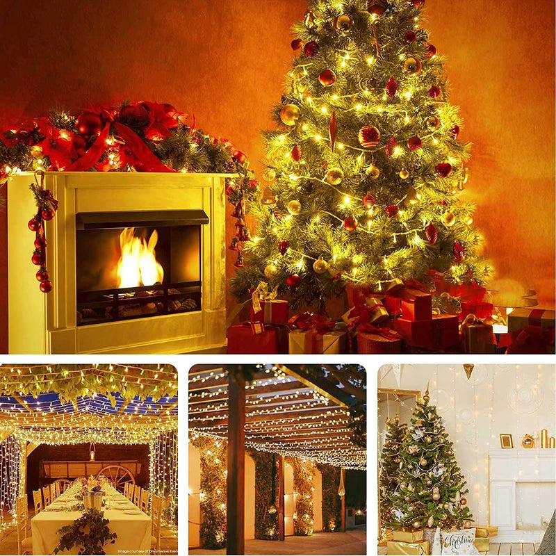 Extra-Long 66FT String Lights Outdoor/Indoor, 200 LED Upgraded Super Bright Christmas Lights, Waterproof 8 Modes Plug in Fairy Lights for Bedroom Party Wedding Garden (Warm White) Warm White-200led