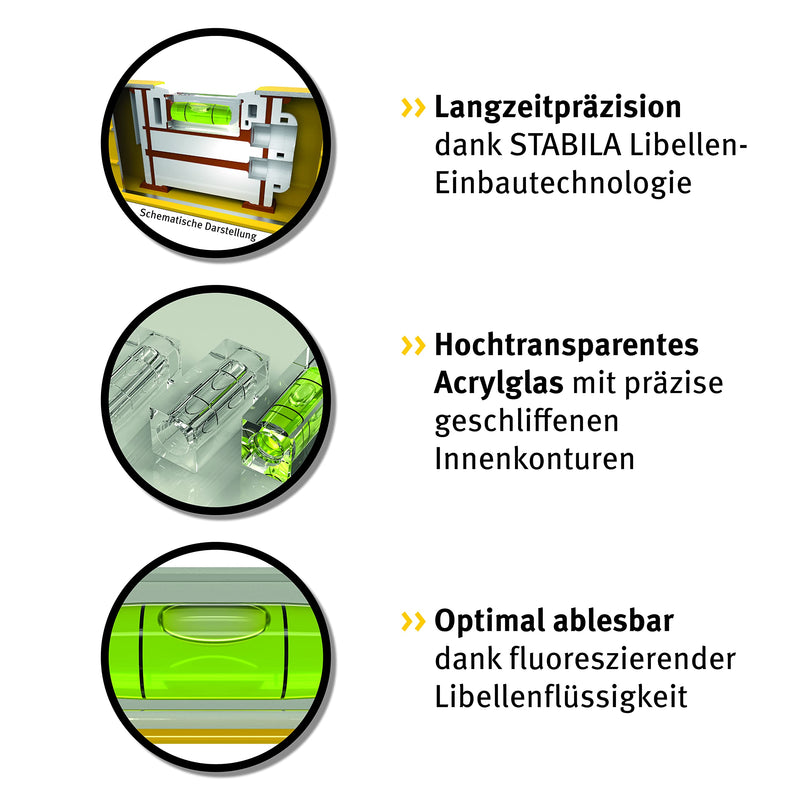 STABILA spirit level Type 80 AS, 30 cm, reinforced aluminum profile, 1 horizontal level, 1 vertical level, integrated slip stopper, Made in Germany