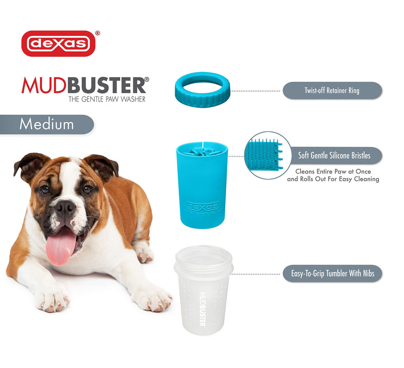 Dexas MudBuster Portable Dog Paw Washer/ Paw Cleaner Blue Medium (Pack of 1)