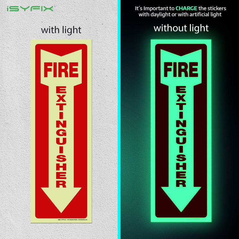 Fire Extinguisher Glow in the Dark Sticker Sign – 3 Pack 4x12 Inch – Premium Self-Adhesive Vinyl, Laminated for Ultimate UV, Weather, Scratch, Water and Fade Resistance, Indoor and Outdoor