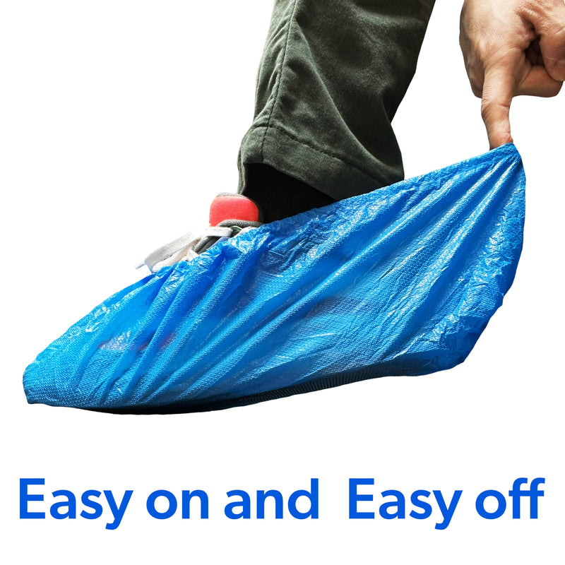 GSD Brand 100 Pack Extra Large Blue Disposable Non-Slip Boot & Shoe Covers. Waterproof Indoor Use Premium Durable Booties with Non Skid Treads. Fits US Men's Size 14 and Women's 16 Shoe Size