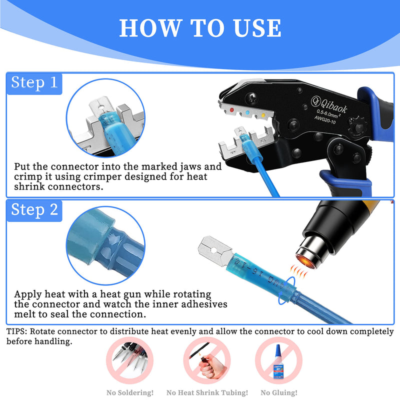 Qibaok Crimping Tool Ratcheting Wire Crimper for Heat Shrink Connectors Ratchet Terminal Crimper Wire Crimp Tool Crimping Tool For Heat Shrink Connectors