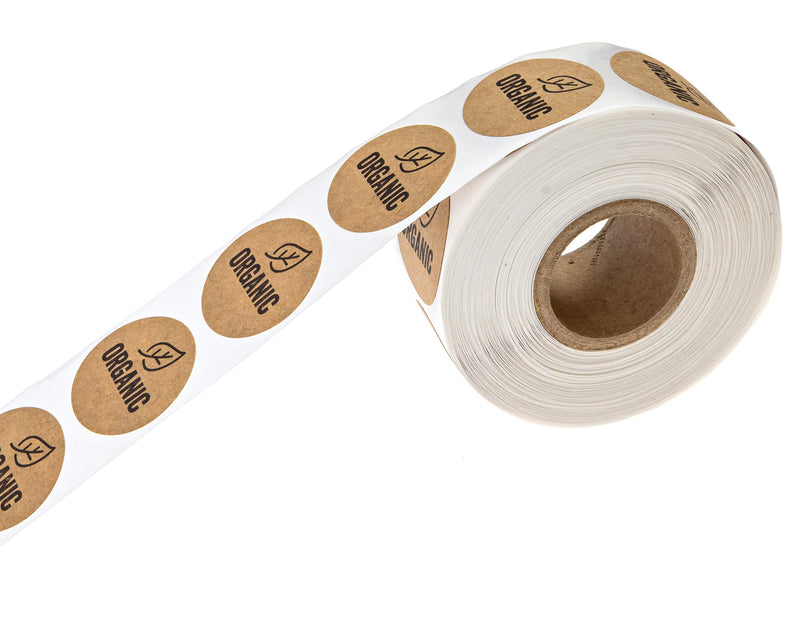 Organic Made Stickers / 1" Inch Round Natural Kraft Organic Stickers/Organic Labels 500 Labels per roll