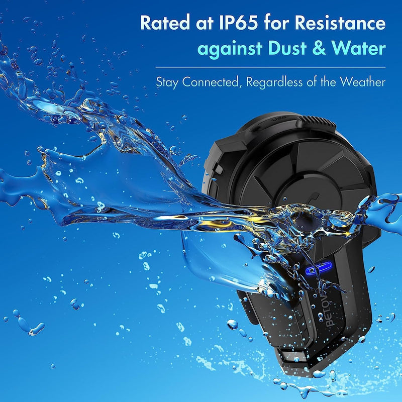BETOWEY B2X Motorcycle Helmet Bluetooth Headset - Wireless Motorcycle Intercom with Noise Cancellation, Music Playback, and Easy Call Management - Perfect for Dirt Bikes and Motorbikes (Single) Single