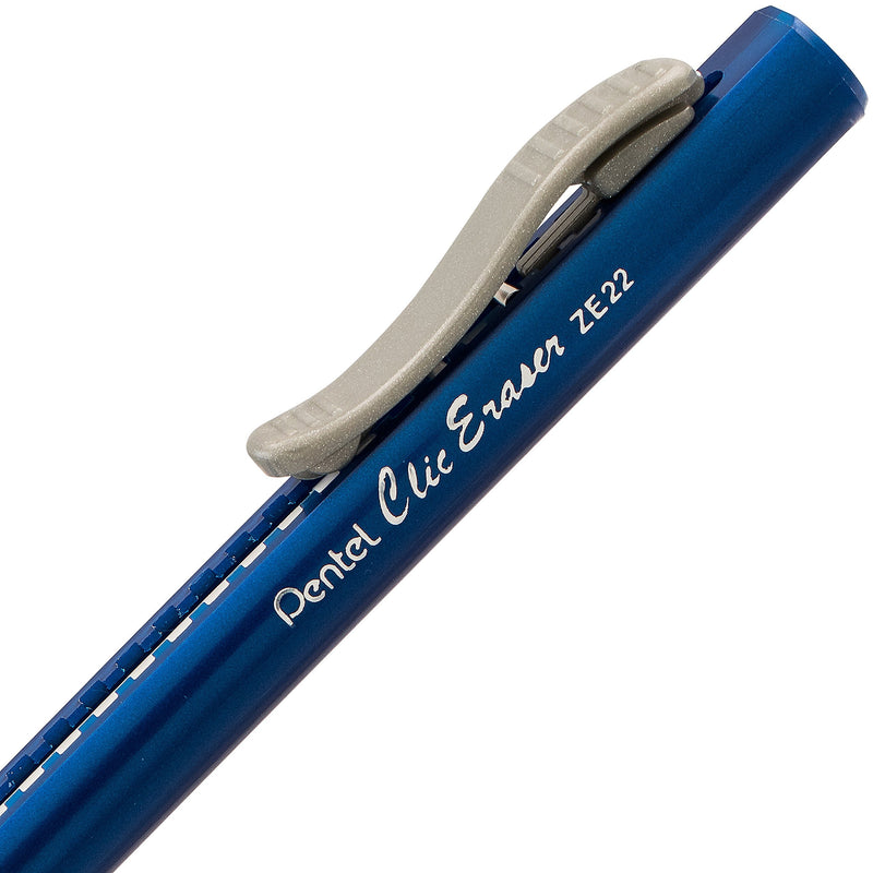 Pentel ZE21BP3K6 Clic Eraser Pencil-Style Grip Eraser, Assorted colors(Pack of 3) Packaging may vary Black / Blue 1 Pack of 3 ZE21BP3-K6