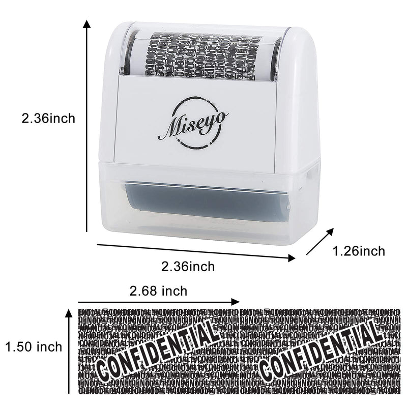 Miseyo Identity Theft Protection Roller Stamp Set - White - (Incleded 6 Refill Ink)