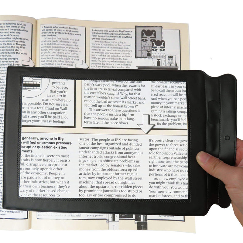 MagDepo Magnifying Sheet Flat Full Page Reading Magnifier with 1 Pencil and 1 Card Magnifier, Perfect Reading Aid for Elderly and People with Low Vision with card magnifier& pencil