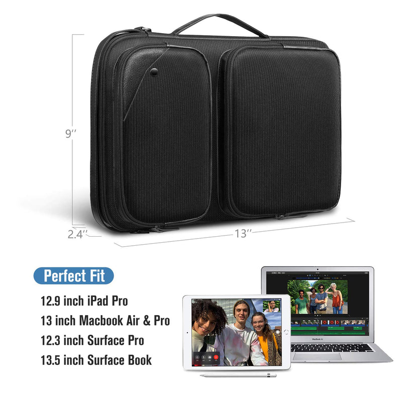 SITHON Tablet Laptop Shoulder Bag for MacBook Pro 14-inch 2021, 13.3" MacBook Air/Pro M1, 12.9" iPad Pro, 12.3” Surface Pro, Water Repellent Shockproof Tablet Sleeve Case Carrying Handbag, Black