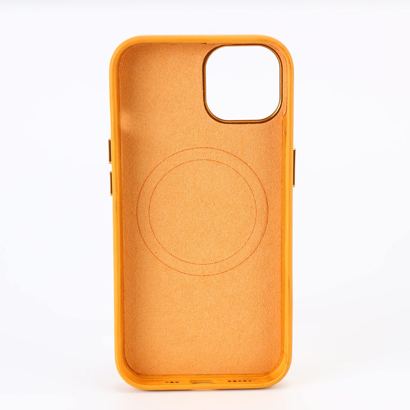 Dawn DG.works Premium Natural Leather Wrapped case | Compatible with Strong Wireless Charging | 13 (Mustard) Mustard