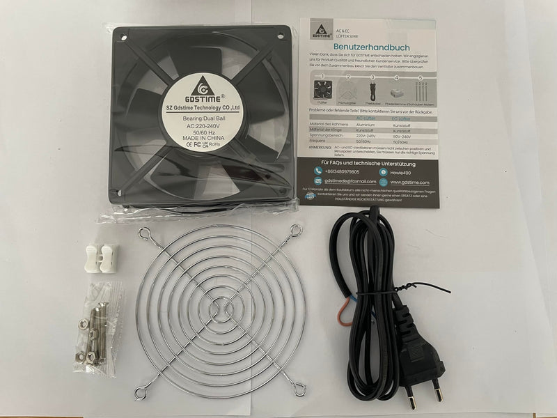 GDSTIME 120mm Fan 230V Fan 120 x 25mm 220V Fan Dual Ball Bearing AC 240V Brushless Cooling Fan
