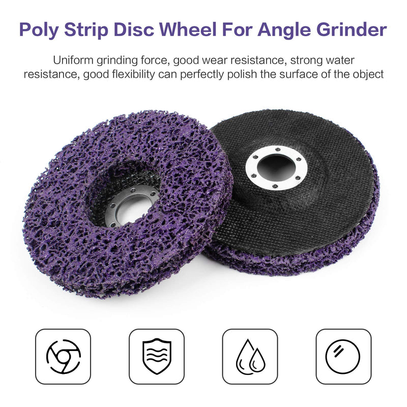 Pack of 2 cleaning discs, coarse cleaning discs, CSD discs, 125 mm, grinding discs, CBS cleaning discs for rust removal, nylon fabric discs for angle grinders, purple