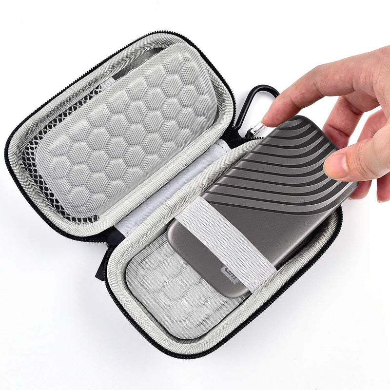 Case Compatible for WD 1TB 2TB 500GB My Passport SSD External Portable Drive, Carrying Storage Holder Bag Also fits for USB Cables( Case Only)
