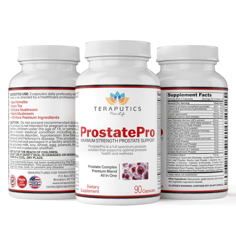 ProstatePro - 33 Herbs Saw Palmetto Prostate Health Supplement for Men | Non GMO Prostate Support Bladder Control Pills to Reduce Frequent Urination & DHT Blocker to Prevent Hair Loss, 90 Capsules